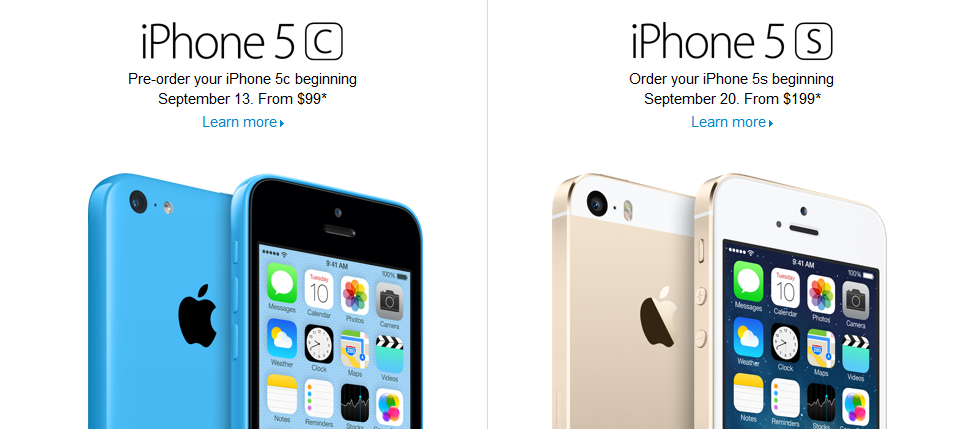 iPhone 5C und 5S im Store