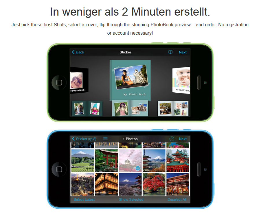 PhotoBook Screenshots auf iPhone 5C