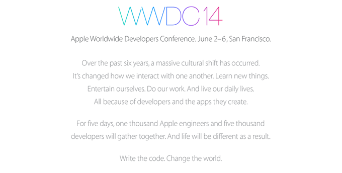 Ankündigung von Apple zur WWDC 2014