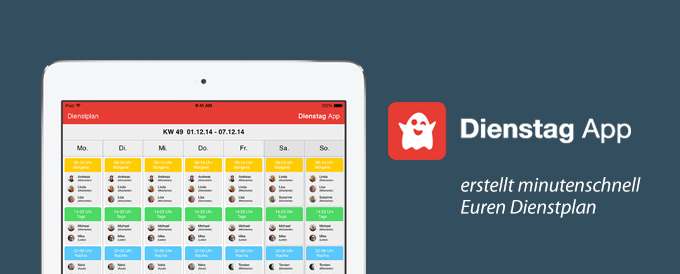 Hier ist die Dienstag App abgebildet.