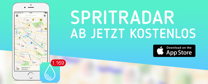 Die App Spritradar zeigt die günstigste Tankstelle in der Umgebung an.